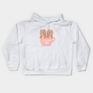 couple love of cat in cup Kids Hoodie